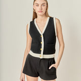 Linda Black and White Knit Vest