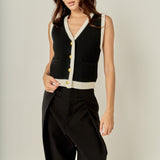 Linda Black and White Knit Vest
