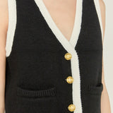 Linda Black and White Knit Vest