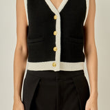 Linda Black and White Knit Vest