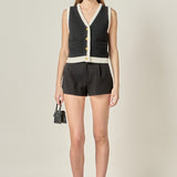 Linda Black and White Knit Vest