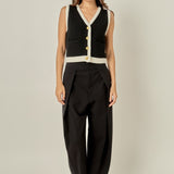 Linda Black and White Knit Vest