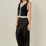 Linda Black and White Knit Vest