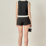 Linda Black and White Knit Vest