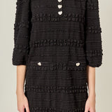 Heart Button Textured Mini Dress