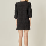 Heart Button Textured Mini Dress