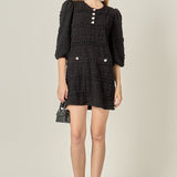 Heart Button Textured Mini Dress
