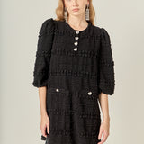 Heart Button Textured Mini Dress