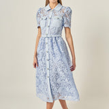Lace Button-Front Midi Dress