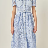 Lace Button-Front Midi Dress
