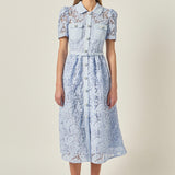 Lace Button-Front Midi Dress