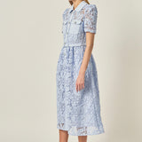 Lace Button-Front Midi Dress