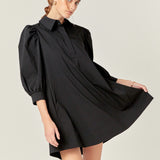 Puff Sleeve Shirt Mini Dress