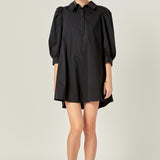 Puff Sleeve Shirt Mini Dress