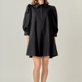 Puff Sleeve Shirt Mini Dress