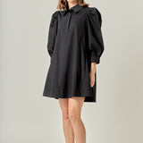 Puff Sleeve Shirt Mini Dress