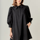 Puff Sleeve Shirt Mini Dress