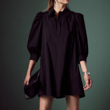 Puff Sleeve Shirt Mini Dress