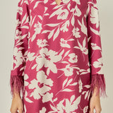 Printed Feather Pointed Mini Dress