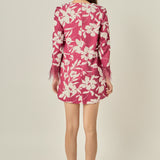 Printed Feather Pointed Mini Dress