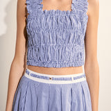 Smocked Gingham Ruffle Tank Top