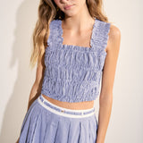 Smocked Gingham Ruffle Tank Top