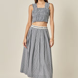 Gingham Pleated Midi Skirt