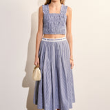 Gingham Pleated Midi Skirt