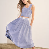 Gingham Pleated Midi Skirt