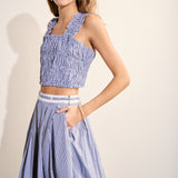 Gingham Pleated Midi Skirt