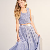 Gingham Pleated Midi Skirt