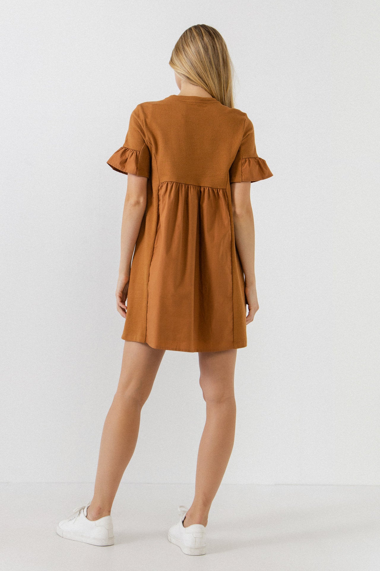 Mixed Media Short-Sleeve Mini Dress – English Factory