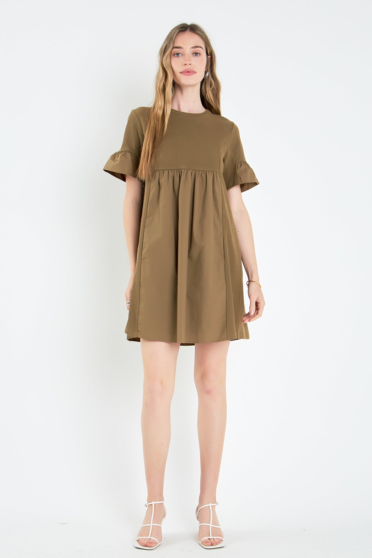 mixed media short sleeve dress Kin And Kin Mixed Media Short Sleeve Robe