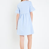 Mixed Media Short-Sleeve Mini Dress