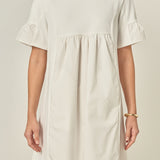 Mixed Media Ruffled Short-Sleeve Mini Dress