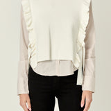 Poplin Shirt With Detachable Knit Vest