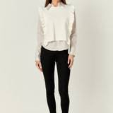 Poplin Shirt With Detachable Knit Vest