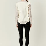 Poplin Shirt With Detachable Knit Vest