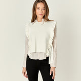 Poplin Shirt With Detachable Knit Vest