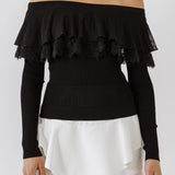 Lace Ruffle Off-The-Shoulder Top