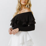 Lace Ruffle Off-The-Shoulder Top