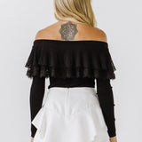 Lace Ruffle Off-The-Shoulder Top