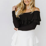 Lace Ruffle Off-The-Shoulder Top