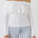 Lace Ruffle Off-The-Shoulder Top