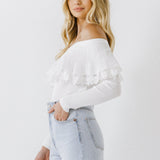 Lace Ruffle Off-The-Shoulder Top