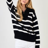 Striped Knit Zip Pullover