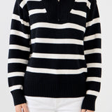 Striped Knit Zip Pullover