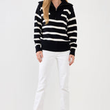Striped Knit Zip Pullover
