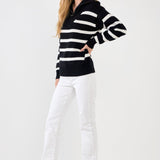 Striped Knit Zip Pullover