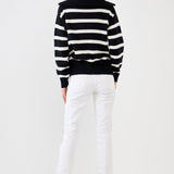 Striped Knit Zip Pullover
